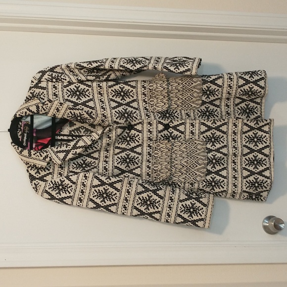 Desigual Jackets & Blazers - Desigual by L Asha Woven Coat Black and White Christian Lacroix